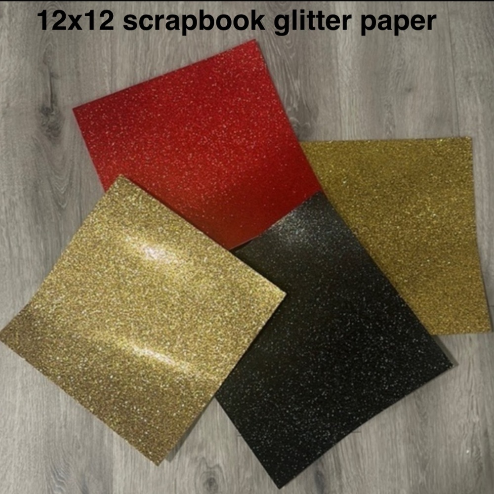 Sparkle Glitter Scrapbooking Paper Red Black Gold Arts and Crafts Set of 4